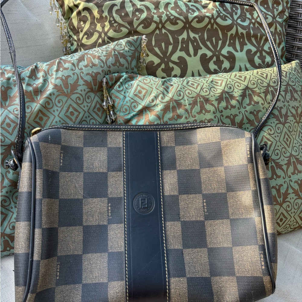Fendi Black and Brown Checkered Bag